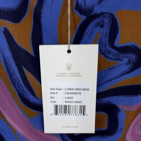 NWT Cleobella Carrie Floral Mesh Bodycon Midi Dress Large Fresco Print Multi - Picture 5 of 10